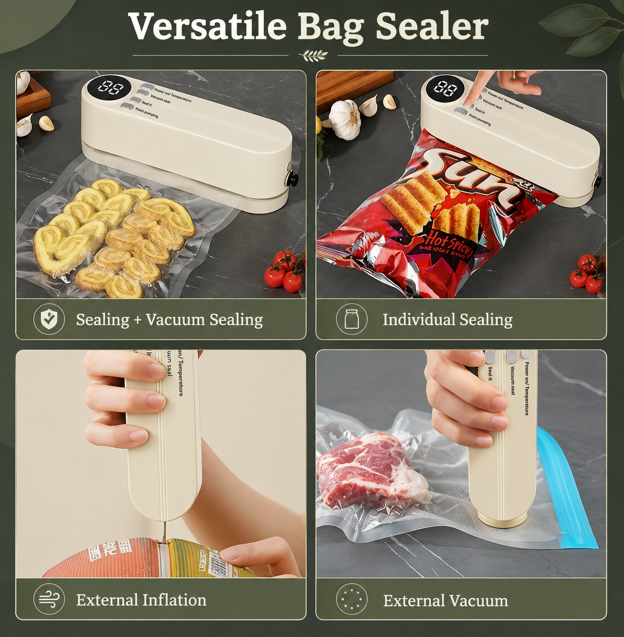 Pantryplus™  FreshSeal 4-in-1  Vacuum & Bag Sealer